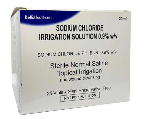 Bell’s Healthcare Sodium Chloride 0.9% Irrigation Solution, 25 × 20ml vials