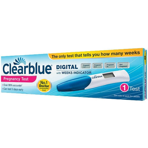 Clearblue Digital Pregnancy Test with Weeks Indicator. Unit pack pictured; total quantity is stated in the listing.