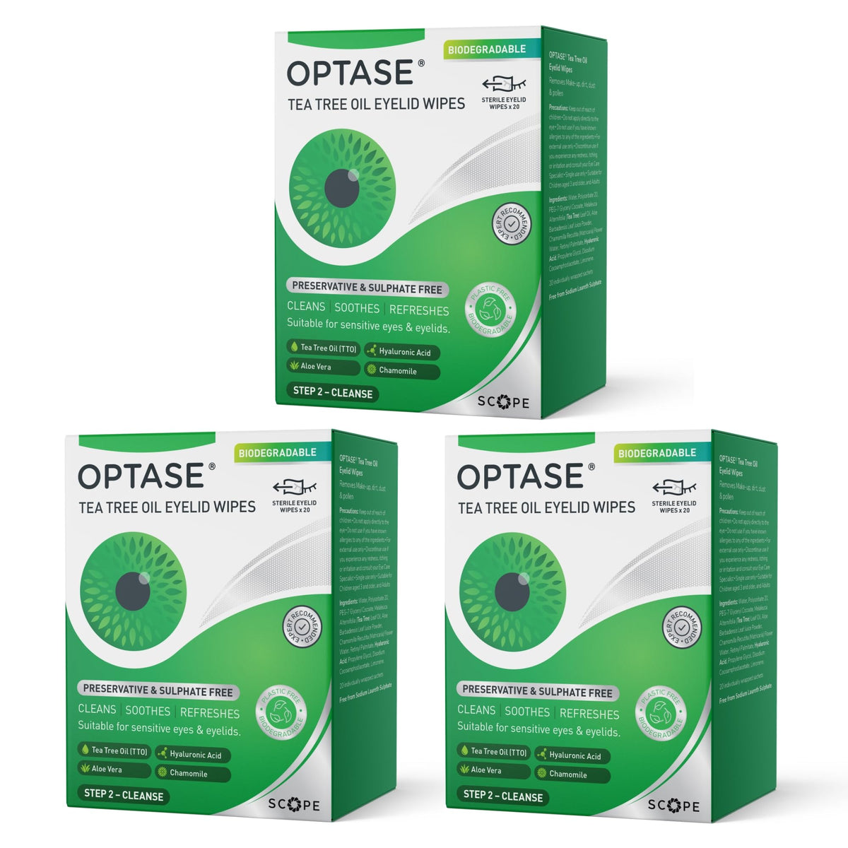 Optase TTO Tea Tree Oil Eyelid Wipes x3