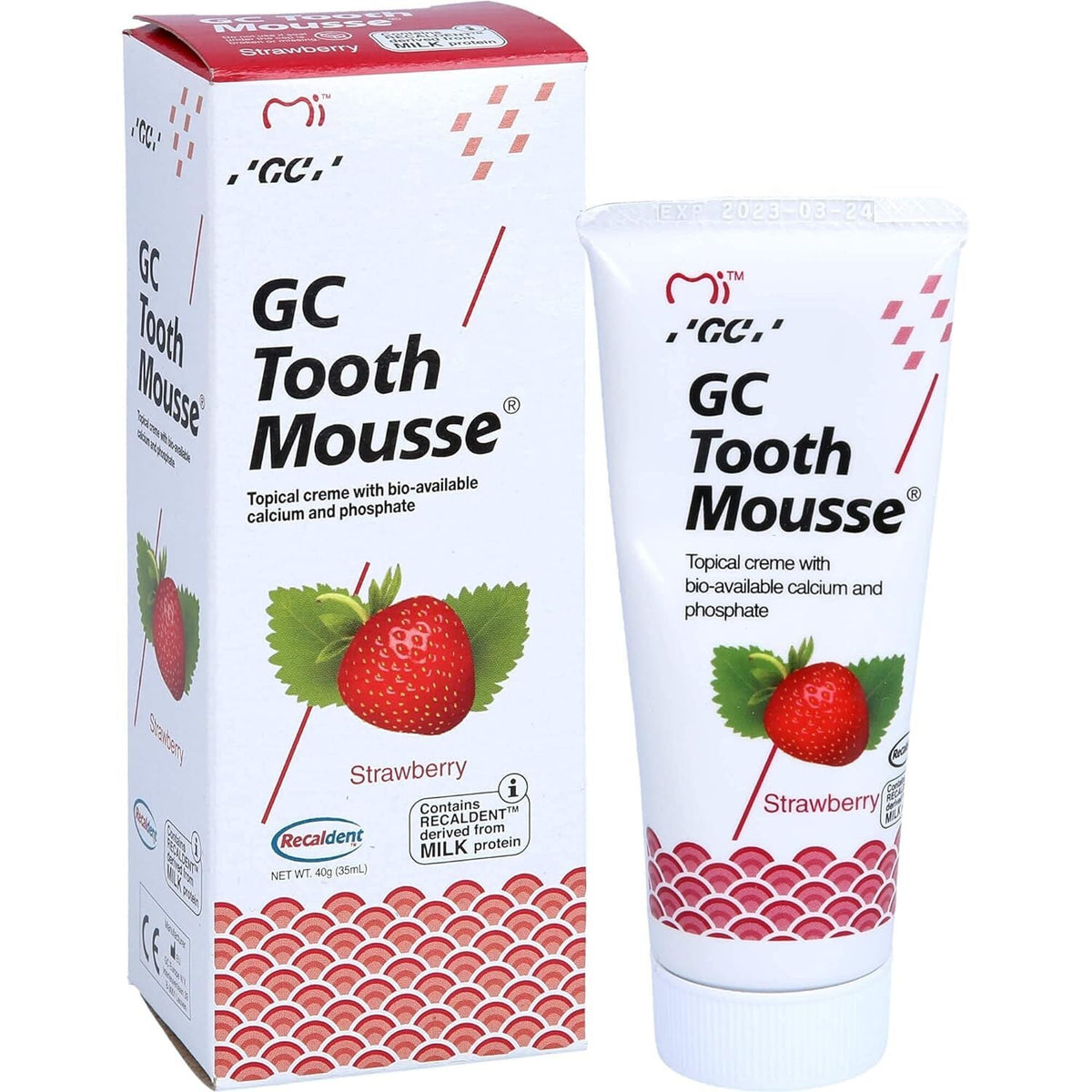 GC Tooth Mousse Strawberry 40g. Unit pack pictured; select the quantity stated in the listing.