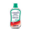 Corsodyl Daily Freshmint mouthwash 500ml — one bottle pictured; listing supplies three bottles