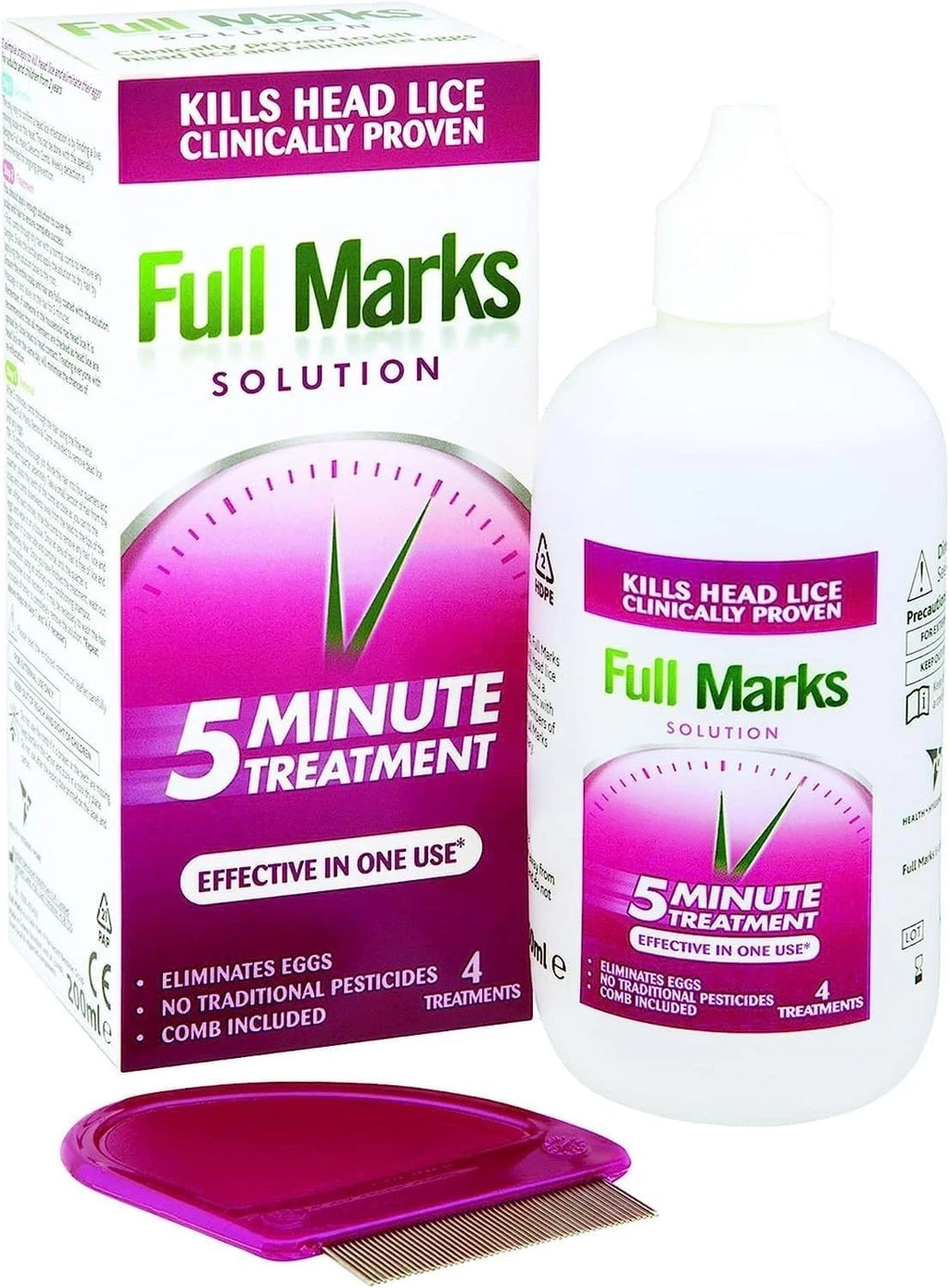 Full Marks Head Lice Treatment Solution 200ml with Nit Comb