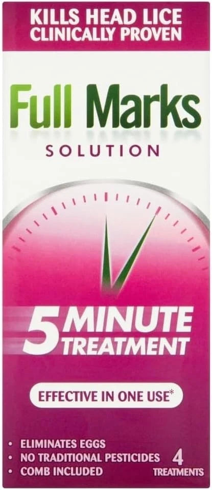 Full Marks Head Lice Treatment Solution 200ml with Nit Comb