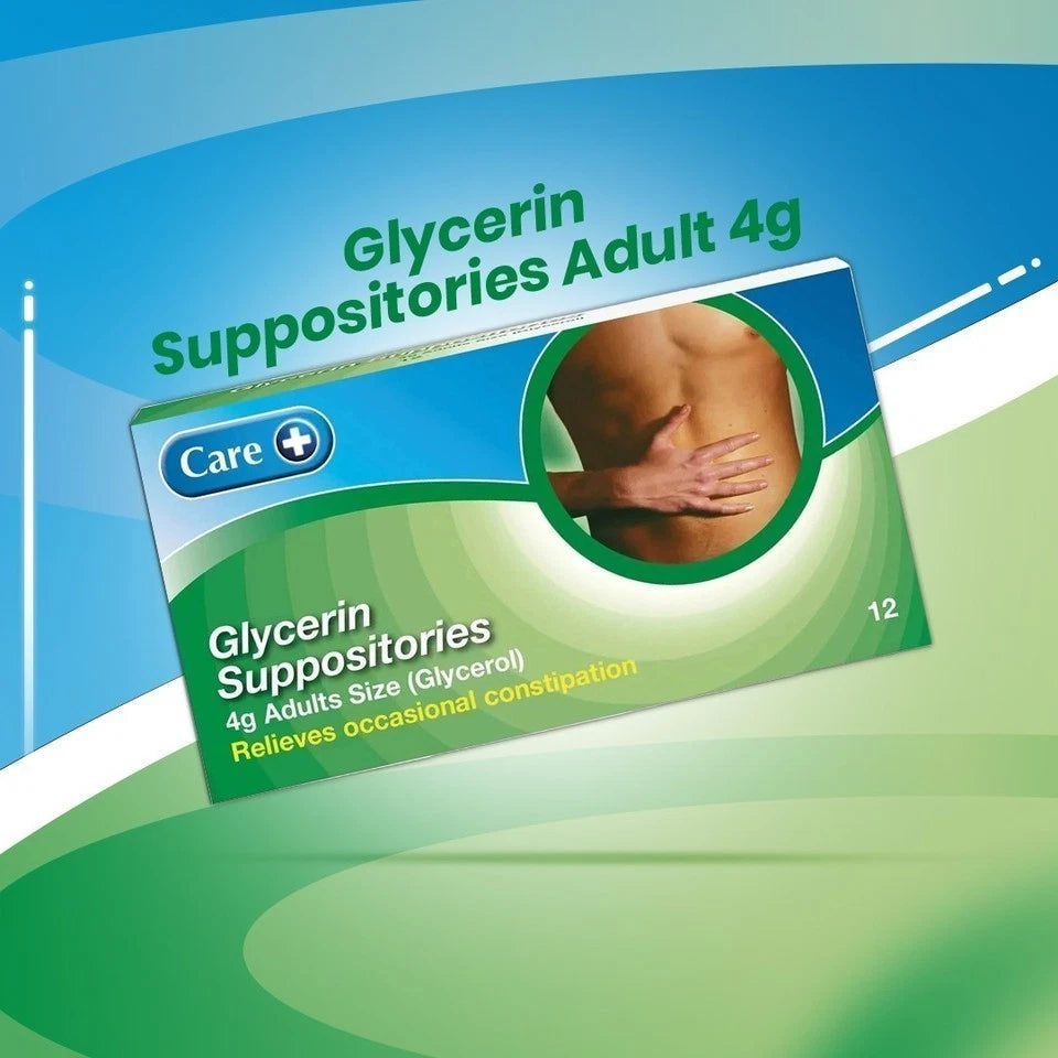 Care Glycerin Adult Suppositories 4g – 12 Pack